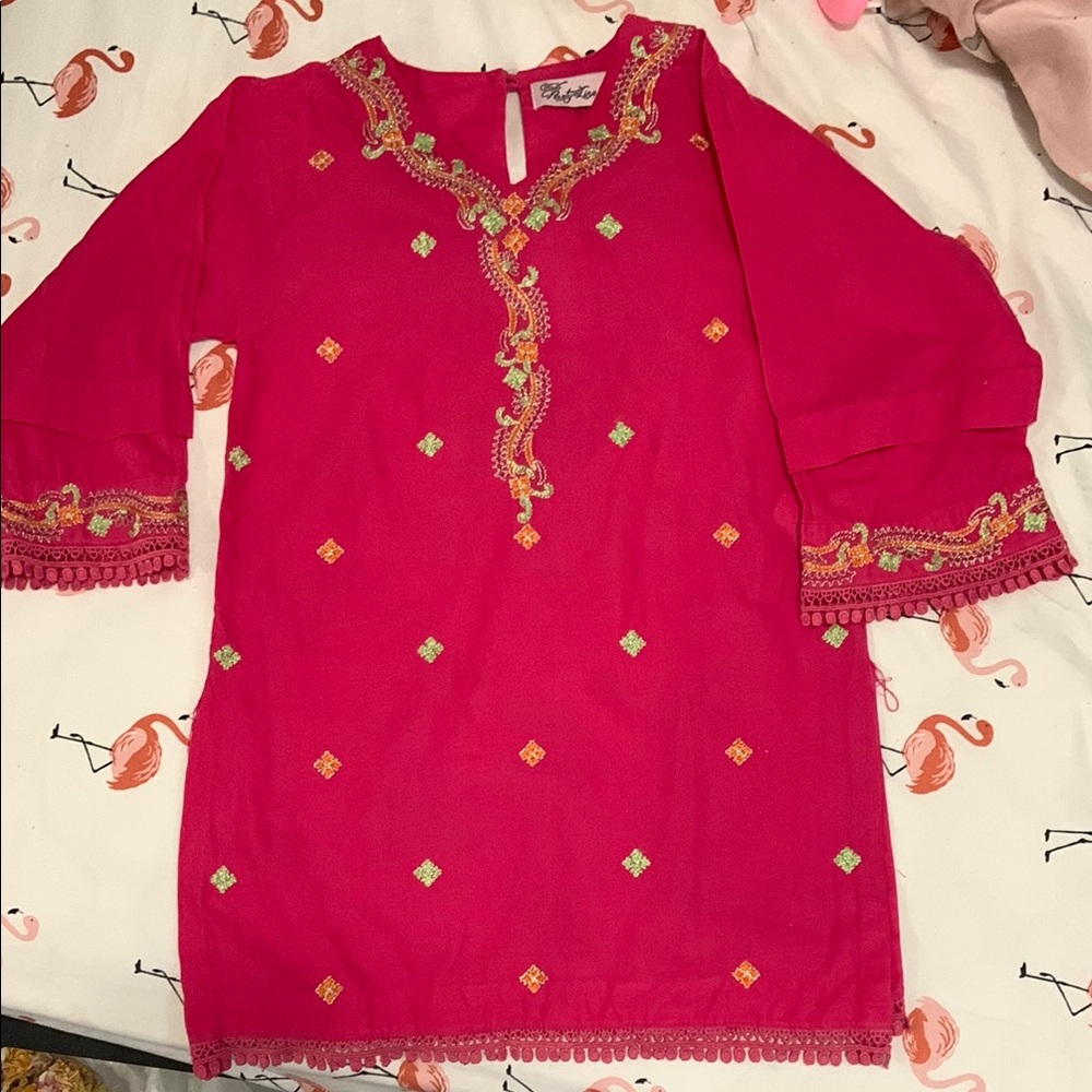 Vibrant pink Embroidered Tunic